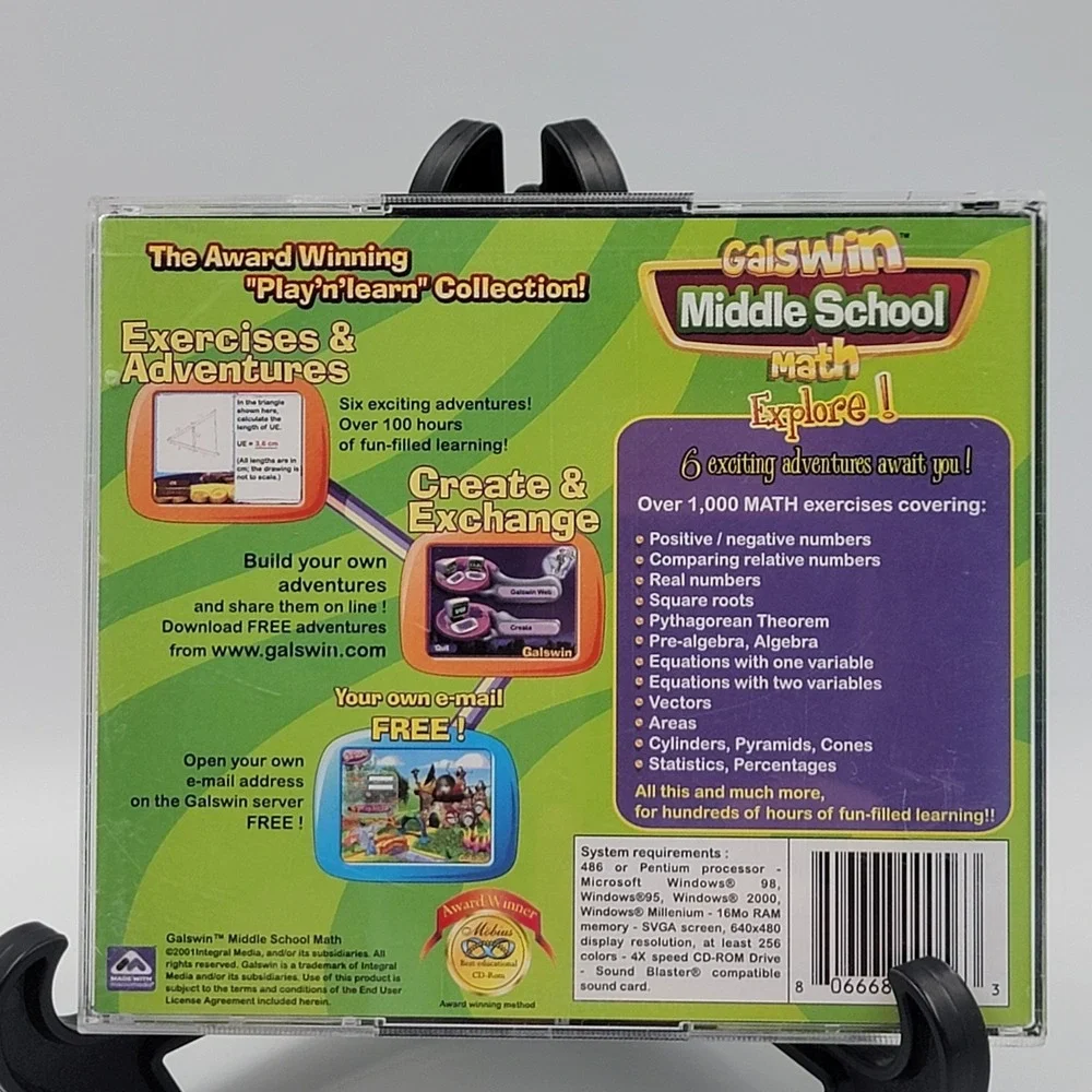 Middle School Math Galswin (2 CD-ROM, Windows ME, 2000, 98, 95) Home School Math